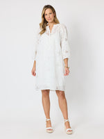 Carmen Embroidered Lace Dress  - White