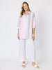 Paros Linen Stripe Linen Shirt - Pink Silver