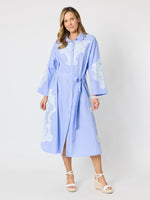 Ocean Stripe Lace Shirt Dress - Blue/White