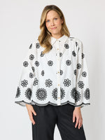 Paloma Embroidered Scalloped Shirt - White Black