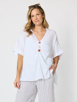 Haven Breeze Linen Top - White