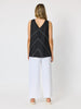 Haven Chevron Stitch Linen Cami - Black/White