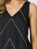 Haven Chevron Stitch Linen Cami - Black/White