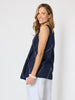 Haven Chevron Stitch Linen Cami - Navy/White