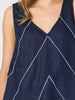 Haven Chevron Stitch Linen Cami - Navy/White