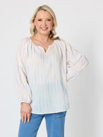 Sail Stripe Print Top - White Multi