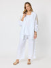 Soleil Foil Print Linen Duster - White/Gold
