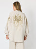 Soleil Foil Print Linen Duster - Natural Gold