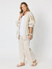 Soleil Foil Print Linen Duster - Natural Gold