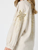 Soleil Foil Print Linen Duster - Natural Gold