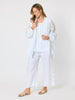 Soleil Foil Print Linen Duster - White/Gold