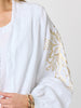Soleil Foil Print Linen Duster - White/Gold