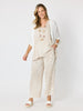 Sunset Palm Print Wide Leg Pant - Natural/White
