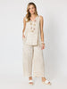 Sunset Palm Print Wide Leg Pant - Natural/White