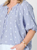 Monaco Embroidered Spot Top - Pale Blue