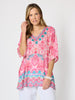 Coastal Daydream Print Top - Raspberry Multi