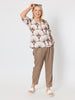 Tuscan Print Cotton Top - Coffee Multi