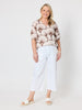 Tuscan Print Cotton Top - Coffee Multi