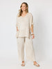 Sunset Palm Print Wide Leg Pant - Natural/White