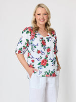 Fiesta Floral Print Top - Rouge Multi