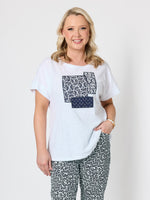 Riviera Patch Cotton Tee - White/Navy