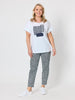 Riviera Patch Cotton Tee - White/Navy