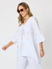 Soleil Foil Print Linen Top - White/Gold