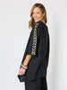 Soleil Foil Print Linen Top - Black/Gold
