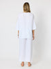 Soleil Foil Print Linen Top - White/Gold