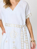 Soleil Foil Print Linen Dress - White/Gold