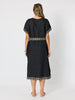 Soleil Foil Print Linen Dress - Black/Gold
