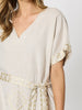 Soleil Foil Print Linen Dress - Natural Gold
