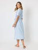 Soleil Foil Print Linen Dress - Sky Blue Silver