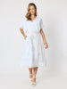 Soleil Foil Print Linen Dress - White/Gold