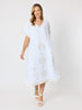 Soleil Foil Print Linen Dress - White/Gold