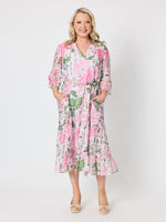 Desert Oasis Floral Print Midi Dress - Musk Multi