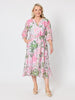 Desert Oasis Floral Print Midi Dress - Musk Multi