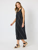 Haven Chevron Stitch Linen Dress - Black White