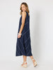 Haven Chevron Stitch Linen Dress - Navy/White