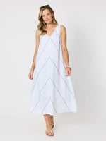 Haven Chevron Stitch Linen Dress - White Mocha