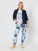 Amalfi Floral Rose Print Slim Leg Pant - Cornflower Multi
