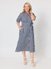Riviera Stripe Print Shirtdress - Navy/White