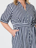 Riviera Stripe Print Shirtdress - Navy/White