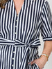 Riviera Stripe Print Shirtdress - Navy/White