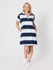 Riviera Polo Stripe Dress  - Navy White