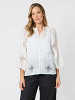 Carmen Embroidered Lace Top - White