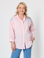 Oasis Embroidered Cotton Shirt - Pink