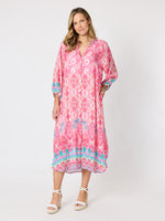 Coastal Daydream Print Dress - Raspberry Multi