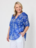 Azure Garden Floral Print Top - Azure White