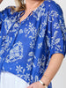 Azure Garden Floral Print Top - Azure White